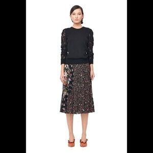 Rebecca Taylor Floral Mixed Print Pleated Midi Skirt Size 6 Whimsygoth
